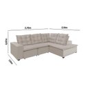 Ver imagem 3 de Sofá de Canto 5 Lugares Montreal 270Cm Veludo Light Bege