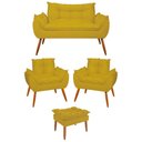 Ver imagem 1 de Kit 02 Poltronas + Namoradeira + Puff Opala Balaqui Decor Amarelo