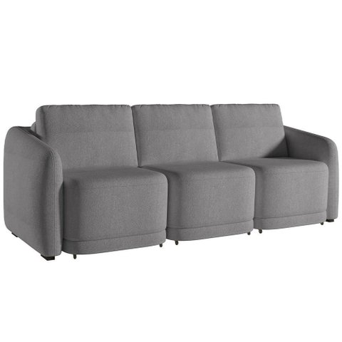 Sofá Cama para Sala de Estar 3 Lugares 306cm Montserrat K01 Bouclê Cinza - Lyam Decor