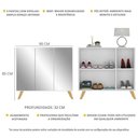 Ver imagem 5 de Sapateira Retrô Com Espelho 3 Portas Nina Multimóveis V6022 Branca/Natural Branco/Natural
