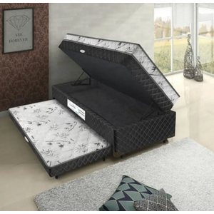 Cama Box Solteiro Carol com Cama Auxiliar e Baú Light Spuma