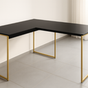 Ver imagem 3 de Mesa em L Estilo Industrial Escrivaninha de Canto Escritório Estudo 120x90 Max - Preto/dourado