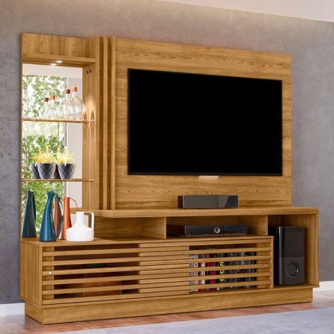 Home para TV Domus Prime para TV até 60 Polegadas 200cm MDP com LED Cumaru Casah