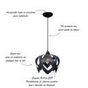 Ver imagem 3 de Luminária Pendente Madeira Sala Mesa Bancada Lúpulo M Preto