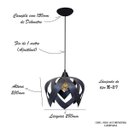 Ver imagem 2 de Luminária Pendente Madeira Sala Mesa Bancada Lúpulo M Preto