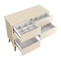 Jogo de Quarto Infantil Theo Cômoda 6 Gavetas e Berço Areia Fosco com Pés Amadeirado - Reller Mó - 3