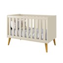 Ver imagem 4 de Jogo de Quarto Infantil Theo Cômoda 6 Gavetas e Berço Areia Fosco com Pés Amadeirado - Reller Mó