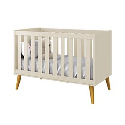 Jogo de Quarto Infantil Theo Cômoda 6 Gavetas e Berço Areia Fosco com Pés Amadeirado - Reller Mó - 4