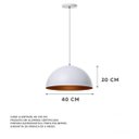 Ver imagem 2 de Lustre Pendente Meia Lua Branco 40Cm - Kit 2 Unidades
