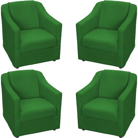Kit 4 Poltronas Decorativas para Sala Recepção Consultório Manicure Cadeira Mila Suede