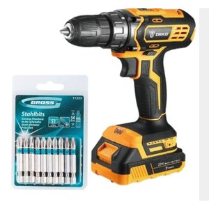 Parafusadeira Furadeira Deko 20v 3/8 Jogo 10 Bits Phillips