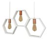 Luminária de Teto Pendente Hexágono Colméia Branco com Cobre - 1