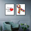 Ver imagem 1 de Kit 2 Quadros Terapia Ocupacional - Autismo 24x18cm - com Vidro:madeira Branca