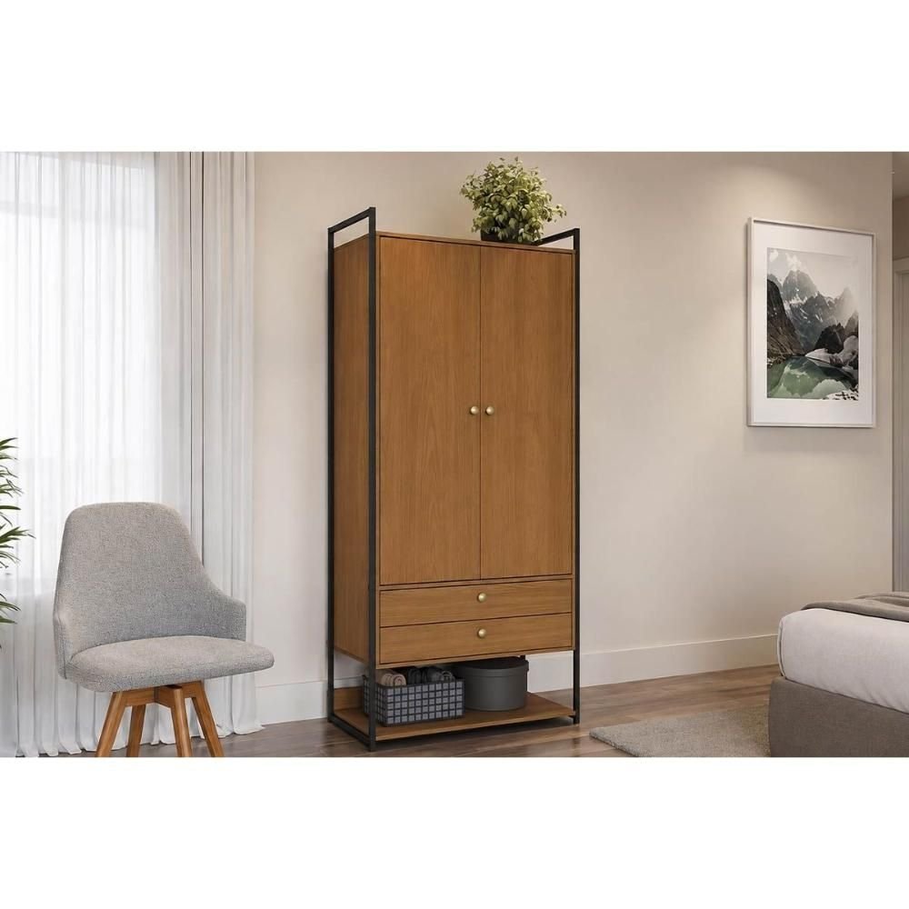 Guarda Roupa Modulado 2PTAS LI048 Kappesberg Preto | MadeiraMadeira