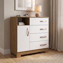 Ver imagem 1 de Cômoda para Quarto com 1 Porta, 4 Gavetas e Pés Free Cinamomo/Off White