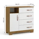 Ver imagem 3 de Cômoda para Quarto com 1 Porta, 4 Gavetas e Pés Free Cinamomo/Off White