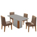 Ver imagem 2 de Mesa de Jantar Isadora 120cm Tampo Mdf Vidro com 4 Cadeiras Veludo Capuccino Off White Naturale