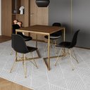 Ver imagem 1 de Mesa Jantar Industrial Quadrada 90cm Amêndoa Base V com 4 Cadeiras Eames Eiffel Pretas Base Dourada
