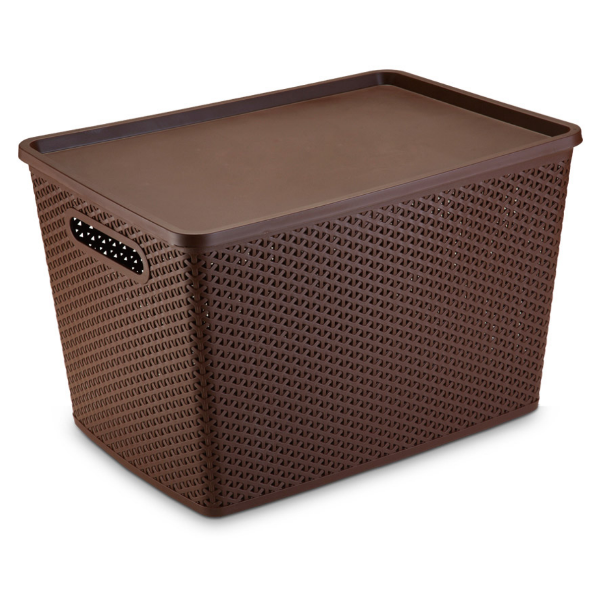 Caixa Organizadora Rattan Grande com Tampa 50 Litros Marrom ...