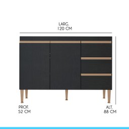 Armário de Cozinha Preto Modulado Balcão Paneleiro SAB04 - 3