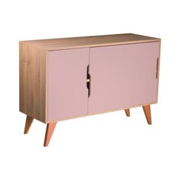 Aparador Buffet com 3 Portas Murano Carvalho e Rosa Claro - 2