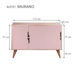Balcão Buffet com 3 Portas Carvalho e Rosa Claro - 5
