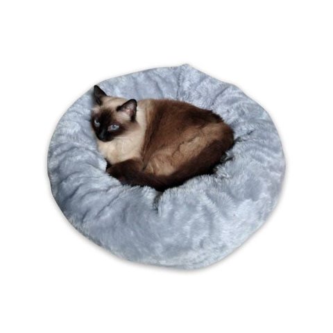 Cama Caminha para Cachorro Gatos Redonda Nuvem Fofinha Pet Tamanho Médio Pelúcia Cinza Claro
