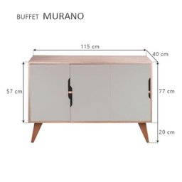 Aparador Buffet com 3 Portas Murano Carvalho e Verde Menta - 5