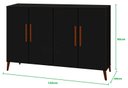 Ver imagem 2 de Aparador Bog. 4 Portas Pés de Madeira Maciça Estilo Buffet Cor Preto Fosco Passe