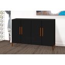Ver imagem 3 de Aparador Bog. 4 Portas Pés de Madeira Maciça Estilo Buffet Cor Preto Fosco Passe