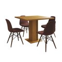 Ver imagem 7 de Mesa Jantar Londres Quadrada Canela 90cm 4 Cadeiras Eames Estofadas Caramelo Madeira