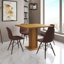 Ver imagem 1 de Mesa Jantar Londres Quadrada Canela 90cm 4 Cadeiras Eames Estofadas Caramelo Madeira