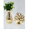 Arvore Da Vida + Vaso Com Planta Artificial Decoração - Dourado - 1