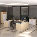 Ver imagem 2 de Conjunto Escritório Home Office 3 Peças Mesa em U Corp A06 Carvalho/branco - Mpozenato