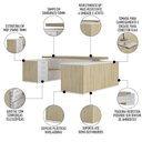 Ver imagem 3 de Conjunto Escritório Home Office 3 Peças Mesa em U Corp A06 Carvalho/branco - Mpozenato