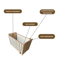 Berço Lívia Mdf Alta Qualidade Amadeirado e Branco. - 3
