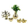 Kit Arvore Da Vida + 2 Passarinho + Vaso + Coração Dourado - 1