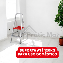 Escada de Alumínio 2 Degraus Doméstica Escadinha para Apartamento - 5