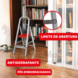 Escada de Alumínio 2 Degraus Doméstica Escadinha para Apartamento - 2