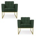 Ver imagem 2 de Poltrona Sala Decorativa Elisa Base Industrial Dourada Sintético Pu Verde D03 - D’Rossi