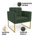 Ver imagem 3 de Poltrona Sala Decorativa Elisa Base Industrial Dourada Sintético Pu Verde D03 - D’Rossi
