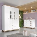 Ver imagem 2 de Guarda Roupa 4 Portas e Comoda 4 Gavetas Aconchego Branco Jequitiba Hp Henn