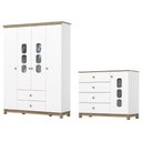 Ver imagem 1 de Guarda Roupa 4 Portas e Comoda 4 Gavetas Aconchego Branco Jequitiba Hp Henn