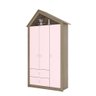 Guarda-Roupa Babalu 3 Portas Quarto Infantil Rústico/ Rosa Chá - Bela Móveis - 1