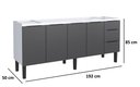 Ver imagem 2 de Gabinete Armário Cozinha Jupter Cozimax 2.00 Mt 100% Aço P/ Pia -Balção 200 cm -4 Portas- 3 Gavetas