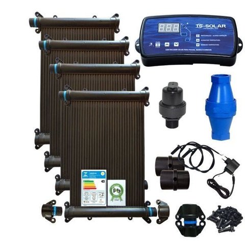 Kit Aquecimento Solar Piscina 44 Placas 3mt+ Control+ Valvs