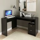 Ver mais imagens de Mesa de Canto para Escritório em L Angular com 2 Gavetas Preto