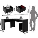Ver imagem 5 de Mesa de Canto para Escritório em L Angular com 2 Gavetas Preto