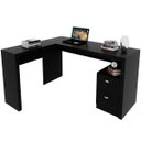 Ver imagem 1 de Mesa de Canto para Escritório em L Angular com 2 Gavetas Preto