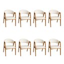 Ver imagem 1 de Kit 8 Cadeiras Valentina Madeira Maciça Cerejeira Encosto Anatômico em Linho Decorativa - Off-white